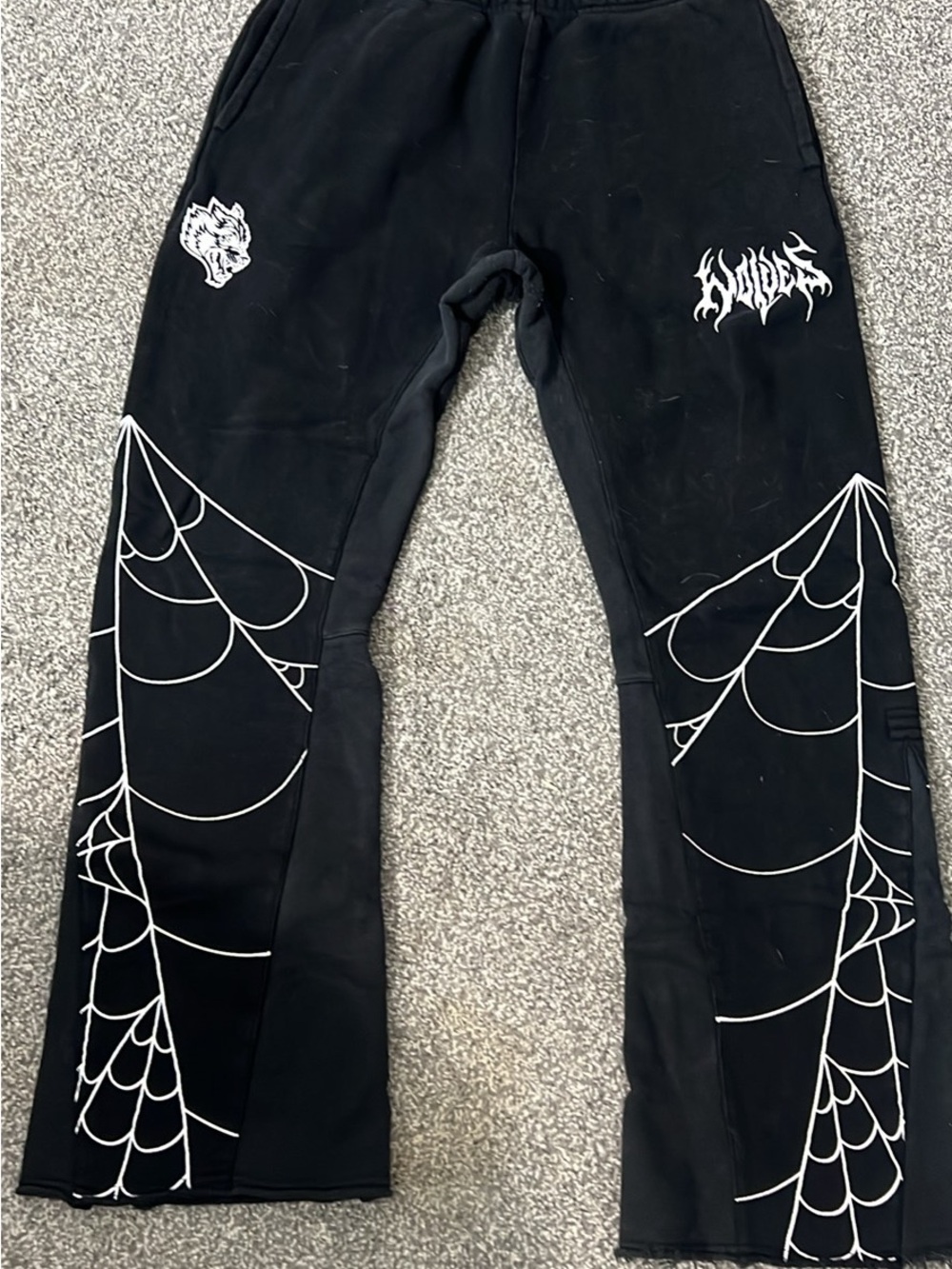 Darc Sport Black Sweatpants with White Spiderweb Graphics